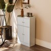 Kitchen Storage Cabinet with Door Freestanding Wooden Cupboard Sideboard Buffets Storage Cabinet for Dinning Room Living Room Bathroom White - 2 of 4