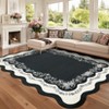 Washable Scalloped Living Room Rugs, Modern Floral Print Area Rug for Bedroom Dining Room, Non Slip Home Decor Carpet - 3 of 4