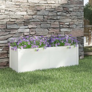 vidaXL Garden Planter White 59.1"x19.7"x19.7" Solid Wood Pine - 1 of 4