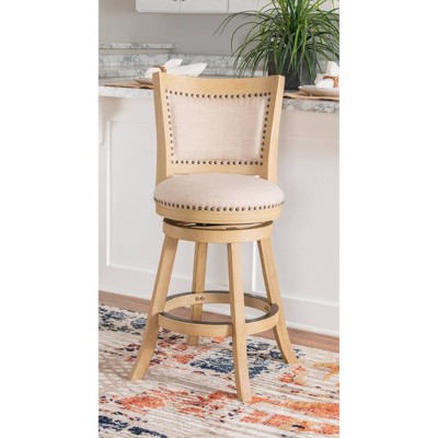 Gray Swivel Adjustable Wood and Metal Counter Stool