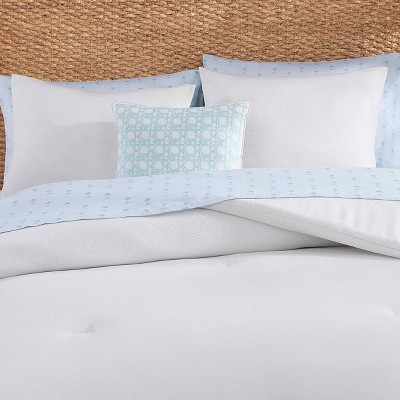 Tommy Bahama 8pc Queen Seersucker Solid Comforter Bedding Set White — фото 5