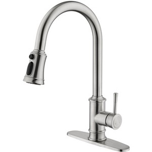 Chery Life Black Single Level Stainless Steel Kitchen Sink Faucets with Pull Down Sprayer - 1 of 4