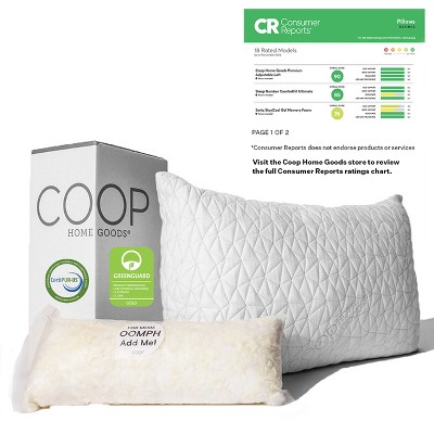 Coop Home Goods 20”x 54 Adjustable Memory Foam Body Pillow - GREENGUARD  Gold Certified - Lulltra Washable Cover - White