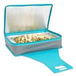 Juvale Insulated Casserole Carrier, Thermal Lunch Container for Hot Food Transport, Picnics, Teal and Grey, 16 x 10 x 4 In