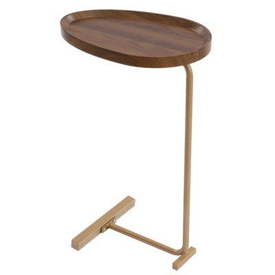 YIYIBYUS Small Side End Table C Table Narrow Round Bed Sofa Couch Coffee Dinner Table-Gold Stand