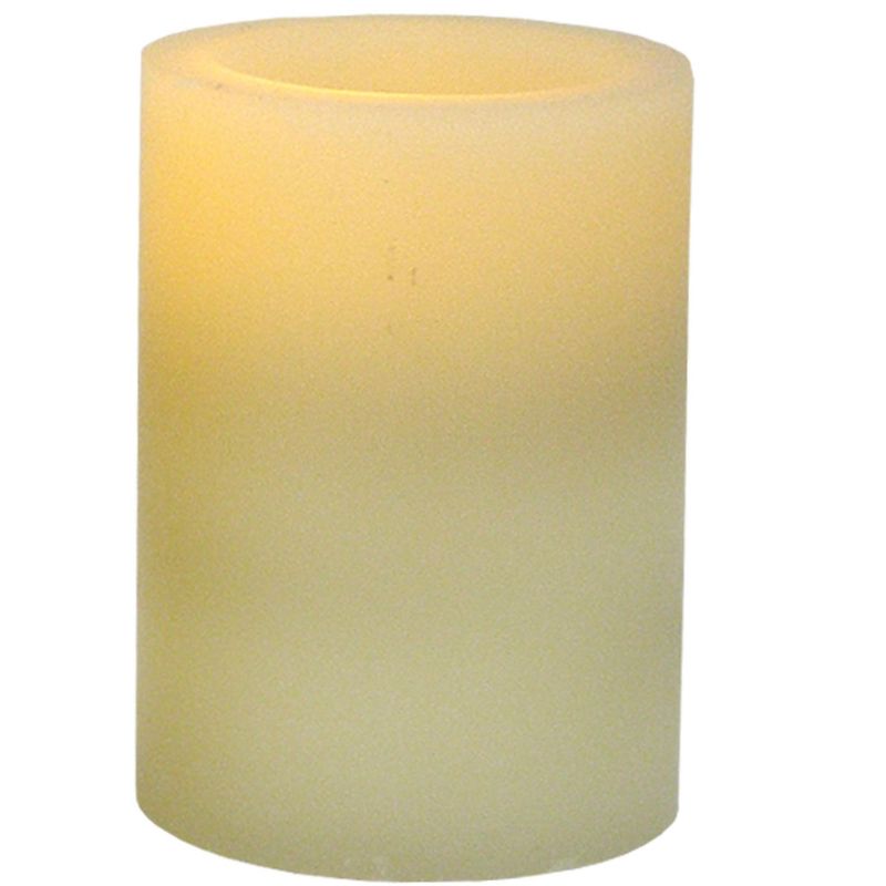 Pacific Accents Flameless 3x4 Ivory Flat Top Wax Pillar Candle, 1 of 2
