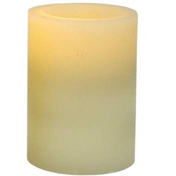 Pacific Accents Flameless 3x4 Ivory Flat Top Wax Pillar Candle
