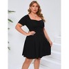 Coolmee Women's Plus Size Summer Mini Dress Square Neck Short Sleeve  A Line Short Sundress - 3 of 4
