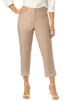 Ellos Women's Plus Size Modern Stretch Chino Pants, 14 - New Khaki