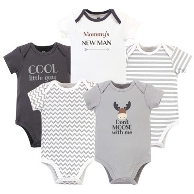 Image of Hudson Baby Cotton Bodysuits 5pk, Dont Moose With Me, 3-6 Months