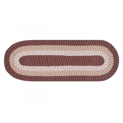 Classic Braided Brown Stripe Synthetic Indoor Runner Rug 24" x 66"