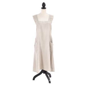 35"x28" Two Pocket Front Crossback Linen Cooking Apron - Saro Lifestyle - 1 of 4