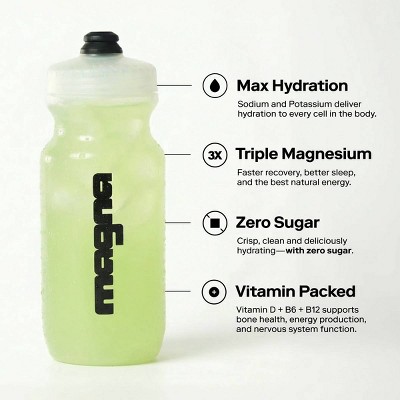 Magna Hydration Electrolyte Mix Stick Pack Dietary Supplement Vegan Powder - Lemon Lime - 10ct: Magnesium 210mg, Sugar-Free, Gluten-Free