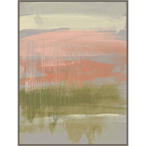 32" x 42" Coral and Olive Striations I by Jennifer Goldberger Framed Canvas Wall Art Print - Amanti Art: Modern Lithograph, Polystyrene Frame - 1 of 4