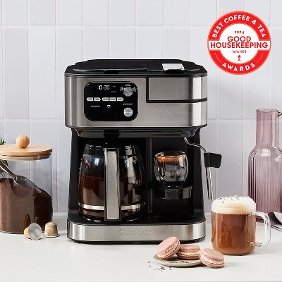 Silver Stainless Steel 12-Cup Coffee Machine with Steam Wand