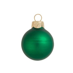 Northlight Matte Glass Christmas Ball Ornaments - 3.25" (80mm) - Green - 8ct - 1 of 4