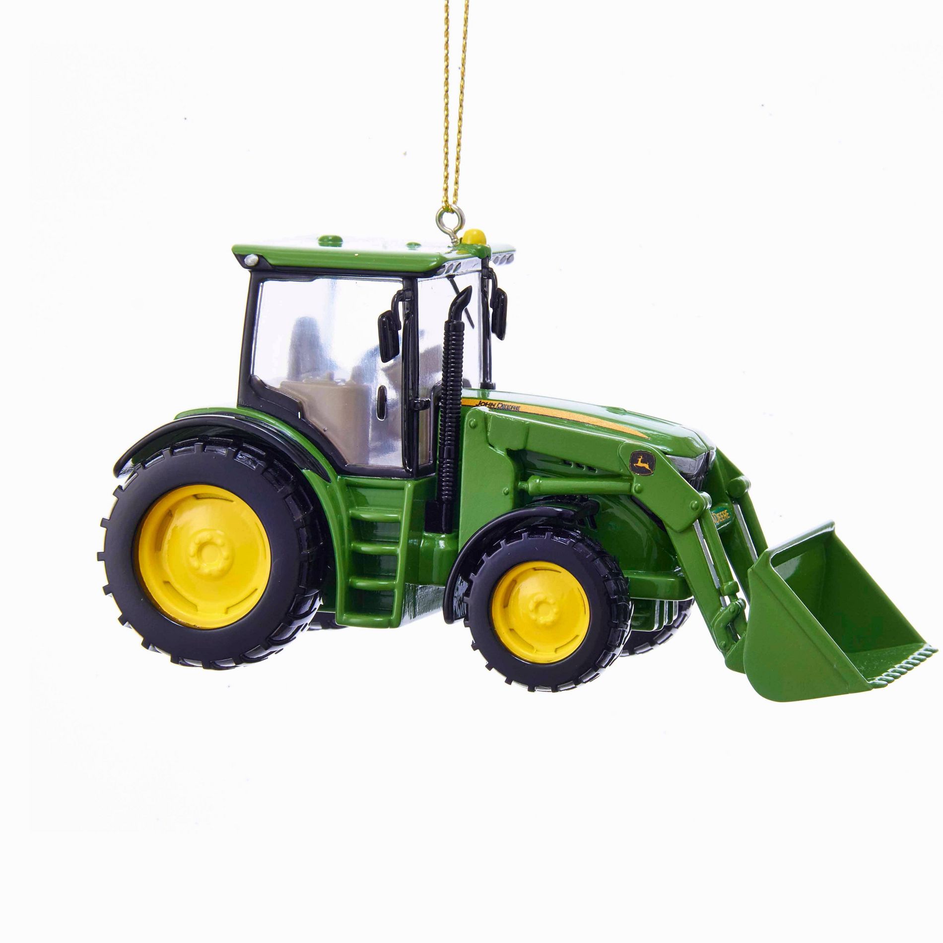 John Deere Tractor Loader Christmas Tree Ornament: Indoor Decoration, 3.5" Multicolored Plastic, No Battery Required