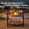 Sunnydaze Indoor/Outdoor Steel Fire Pit or Fireplace Firewood Log Rack Holder with Kindling Storage Space - 33" - 3 of 4