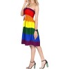 LA LEELA Women's Summer Rainbow Flag Smocked Swing Tube Top Dresses for Women One Size Colorful Stripes - 2 of 3