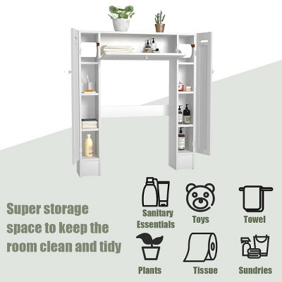 White MDF Over-the-Toilet Storage Cabinet with Adjustable Shelves