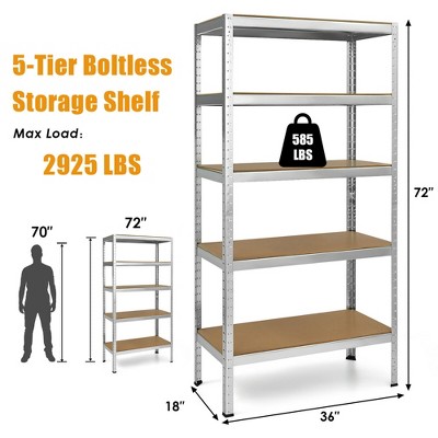 5 Tier Garage Racking Storage Shelving Units Boltless Thicken Shelves 180cm 1.5m 