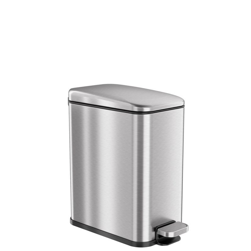 iTouchless SoftStep Step Pedal Bathroom Trash Can with AbsorbX Odor Filter 1.32 Gallon Silver Stainless Steel, 1 of 8