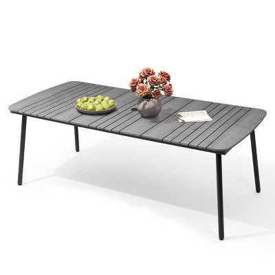 Pellebant Outdoor Dining Table Durable WPC Tabletop Aluminum Frame Patio Dining Table for Backyards Poolside Gardens
