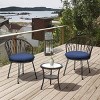 3 Piece Outdoor Patio Leisure Set,Rattan Garden Patio Bistro Set,Fabric Upholstered Rattan Chairs Set of 2 with Round Table-Coolbibila - 3 of 4