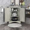 PDTEND Triangle Freestanding Bathroom Storage Cabinet with Adjustable Shelves - 3 of 4