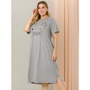 Agnes Orinda Women's Plus Size Cute Cat Print Short Sleeve with Pockets Nightgowns - 4 of 4