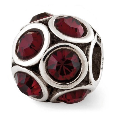 Black Bow Jewelry Sterling Silver with Crystals June Raspberry Bubble Bead Charm