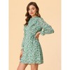 Allegra K Women's Floral Mock Neck Tie Waist Ruffle Shift Chiffon Dress - 2 of 4
