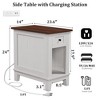 Jojoka Narrow Side Table with Charging Station, Small Farmhouse End Tables with Darwer and Shelf, Sofa Table, Nightstand for Living Room, Bedroom - 2 of 4