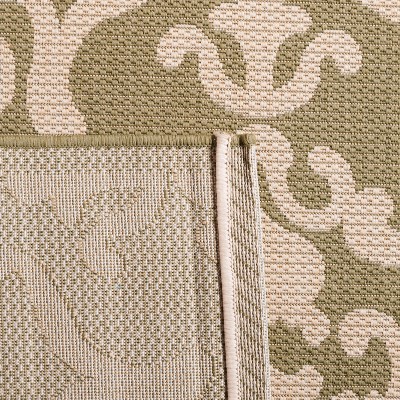 Safavieh Courtyard Square Olive and Natural Floral Motif Rug