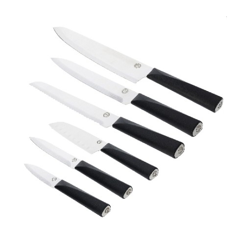 MasterChef Knife Block Set of 6 Kitchen Knives, Extra Sharp Stainless Steel  Blades for Professional Cutting with Non Stick Coating & Soft Touch Easy