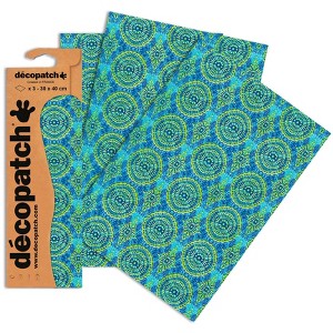 Decopatch Papers - Pack of 3 sheets - 11 3/4 x 15 3/4 - Blue/Green Ornamental - 1 of 4