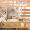 KWPZQEB House Floor Bed for Kids, Montessori Bed Frame with Door and Full-Length Guardrails, Multi-function Toddler Bed, Solid Wood Bed for Girls Boys - 4 of 4