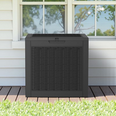 Lirago 31.2 Gal 118L 22.09"D*17.09"W*20.87"H Outdoor Storage Box with Lid Weatherproof Polypropylene Resin UV Protected KD Design Black
