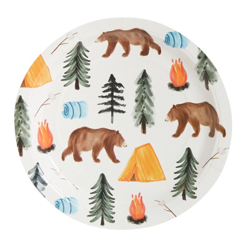 Blue Panda 80 Pack Camping Plates for 1st Birthday Party Decorations, One Happy Camper (7 In), 3 of 6