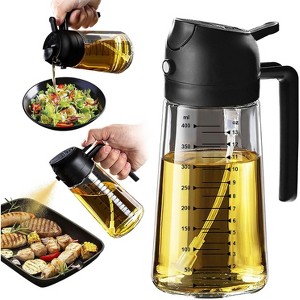 16oz/470ml Glass Olive Oil Sprayer for Cooking – Olive Oil Dispenser Bottle for Kitchen Gadgets and Air Fryer Accessories, Salad, BBQ - Ash - 1 of 4