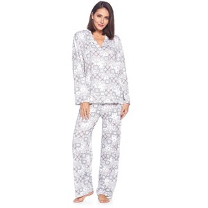 Casual Nights Women's Long Sleeve Rayon Button Down Pajama Set - 1 of 4