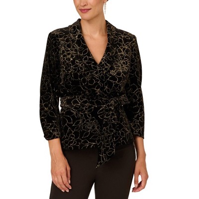 Adrianna Papell Womens Glitter Wrap Blouse