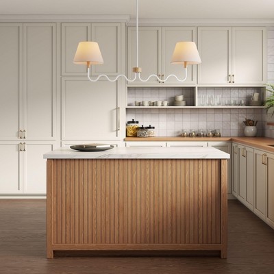Modway Sunlit Squiggle Arm 2-Light Pendant Light Fixture, Mid-Century Style in Natural White
