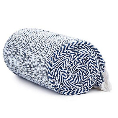 Americanflat Throw Blanket for Couch in Blue and White Herringbone 50" x 60" - All Seasons Lightweight Cozy Soft Blankets & Throws for Bed and Sofa