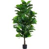 Wikineon Fiddle Leaf Fig Tree 6ft Tall Artificial Tree in Plastic Pot Fake Ficus Lyrata Plants with 184 Decorative Fiddle Leaves Faux Fig Trees - 3 of 4