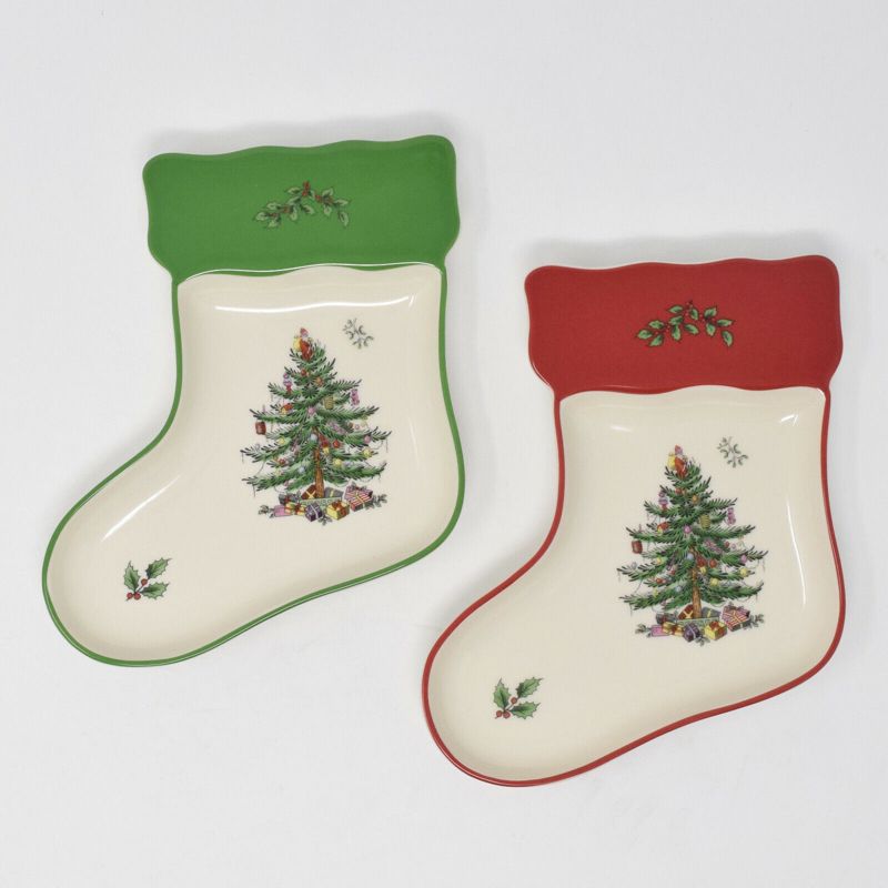 Spode Christmas Tree Stocking Dishes, Set of 2, 5 of 7