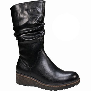 GC Shoes Dange Slouchy Wedge Heel Riding Boots - 1 of 4