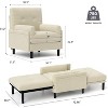UNISOAR Sleeper Sofa with Pull-Out Bed, 5-Position Backrest, Removable Arms & Ottoman Storage, Beige - 3 of 4