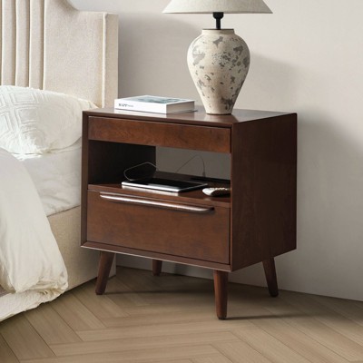 Phil 2 - Drawer Nightstand with Integrated Charging Station and Pull-Out Tray丨HULALA HOME