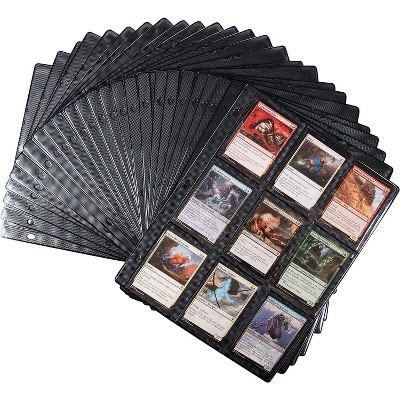 Monster 9 Pocket Trading Card Album Pages 25 Pack - Extra Strong Pockets- Fits Standard 3-Ring Binders w Anti-Theft Side-Loading Protector Sheets- for